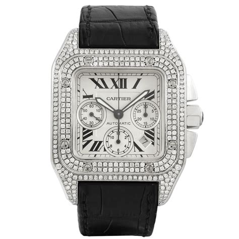 cartier 100 santos diamond|cartier santos 100 chronograph.